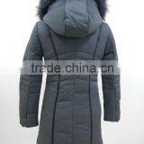 Real Raccoon Fur Collar Polyester Memory Twill Fabric Faux Down Filled Womens Coats thumbnail-4