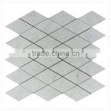 White carrara rhombus marble mosaics floor tiles
