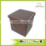 Store More Leather Folding Storage Stool thumbnail-1