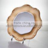 FDA,PP,Eco-friendly 45 cm Flower Shape Gold Antique Cheap Plastic Disposable Charger Plate thumbnail-1