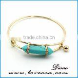14k Gold Plated Multi Color Turquoise Gemstone Bangle thumbnail-2
