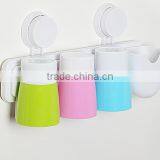 Adhesive Tooth Brush Holder With 3 Cups/ Bathroom Shelve Rack With Suckers thumbnail-3