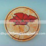 Ceramic Yellow With Red Flower Plate