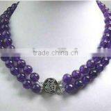 8mm Amethyst Necklace With 925 Sterling Silver Clasp thumbnail-1