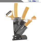 High-grade Bamboo Handle Sharp Durable Environmental Protection Kitchen Household Black Knife Sets of Ceramics thumbnail-3