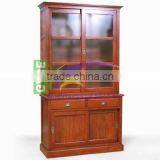 Furniture Partial Display Cabinet With Glass Door Teak Wood thumbnail-3