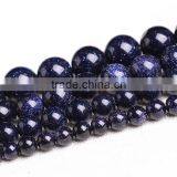 Natural Blue Gold Stone Round Diy Beads for Jewelry Slider Beads for Bracelets thumbnail-1