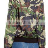 Guangzhou Women Clothes Latest Design Jacket Satin Jungle Print Bomber Jacket thumbnail-2