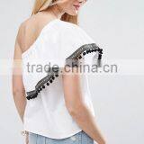 Women Tops&Blouses Factory Summer White One Shoulder Top thumbnail-3