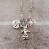 Silver Plated Necklace Gender Reveal, Baby Girl Necklace, Baby Girl Gift, Crystal , New Mom Jewelry, Personalized Necklace thumbnail-1