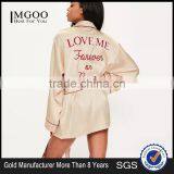 Nude PiPed Bridesmaid Satin Robe Embroidered Custom Logo Tie Waist Pyjamas Set Longline Shirt Dress Button thumbnail-1