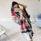 2017 New Spring China Girl Scarf National Wind Geometric Figure Cotton Material for Trip Women Tippet thumbnail-4