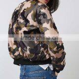 Wholesale Women Camo Print Quilted Custom Padded Bomber Jacket thumbnail-3