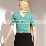 New Fashion Short Sleeve Slim Women T-shirt Customized thumbnail-1