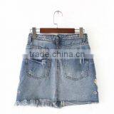 Runwaylover 131 Ladies 2017 Fashion High Waist Embroidery Denim Skirt thumbnail-5