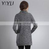 Fashion Winter Sweater Women Grey Rollneck Long Knit Cashmere Pullover thumbnail-3
