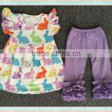 2017 Factory Wholesale Hot Sale Girl's Summer Thanksgiving Chicken Design Suit Clothing thumbnail-1