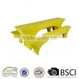 Table With Fitted Stretch Table Cover and Rectangle Tablecloth