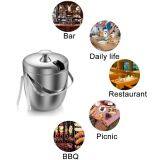 Insulated Ice Bucket,Stainless Steel Double Wall Ice Bucket With Lid and Tongs,2.8-Litre,Silver thumbnail-4