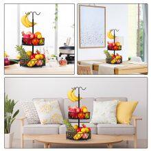 Storage Rack Kitchen Wire Steel Bread Fruit Bowl Stand 2 Tier Metal Fruit Basket thumbnail-2