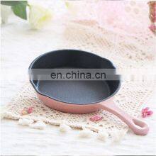 Single-handle 20CM Enamel Cast Iron Skillet Red Enamel Skillet Round Steak Breakfast Skillet thumbnail-5
