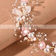 Fashion Pearl Flower Headband Bridal Wedding Crown Hair Accessories Hair Band Tiara Crystal Headpiece Hair Jewelry thumbnail-2