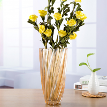 Gold Vertical Glass Vase Home Decoration Desktop Flower Container For Christmas Party thumbnail-3