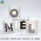 Matte White Mini Sqaure Glass Candle Holders Wedding Decoration