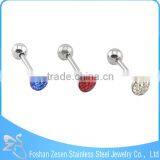 2016 Surgical Steel Crystal Ball Gauge Unique Tongue Ring thumbnail-2
