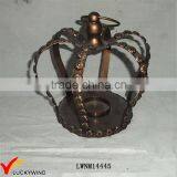 Antique Gold Metal Crown Candle Holder thumbnail-1