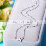 925 Sterling Silver Full CZ Sideways Curved Cross Charm Necklace thumbnail-2