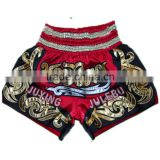 red black embroidery muay thai shorts,factory price thai boxing shorts,kick boxing shorts
