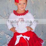 Xmas Girls Red White Pettiskirt Tutu Rhinestone Santa Tee 2pcs Party Dress 1-7Y thumbnail-2