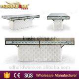 Iron Frame Fabric Base Glass Top Square Wedding Banquet Table thumbnail-5