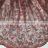 Organza Colorful Litter Sequin Flower Indian Fabric Silk African Fabric CL2030-1 Black Red thumbnail-1