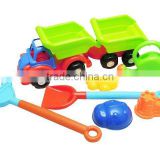 Beach Toys Deluxe Playset for Kids - 7 pieces Large Dump Truck Sand Shovel Set (Assorted Colors)