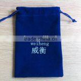 Blue Screen Printing Velvet Drawstring Pouch for Gift thumbnail-1