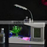 High quality Led light mini fish tank USB aquarium Personalized Pen Holder