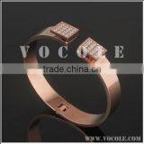 Rose Gold Stainless Steel Cuff Bangle With Shining Crystals thumbnail-1