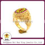 New Products 2015 Colorful Rhinestone Yellow Gold Plated Stainless Steel Rings thumbnail-1
