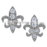 Newest Design Sterling Silver Fleur de Lis Earrings Manufacturer 925 Sterling Silver Religious Jewelry