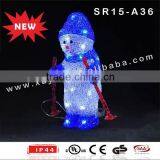 Acrylic Indoor Lighted LED Christmas Skiing Snowman thumbnail-3