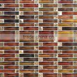 Arch Crystal Glass Mix Emperador Marble Mosaic Tile for Home Interior Decoration /wallpapers(PMGML067)