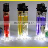 Color Gas Plastic Flint Lighter With LED Torch