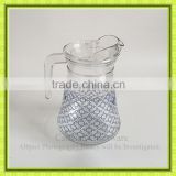 glass juice jug with plastic lid,glass filter bottle with handle,beer jug drinking glass teapot