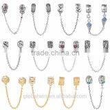 Factory Direct Supply Silver Tube 925 Sterling Silver Charm European Bead New Design Safety Chain for DIY Bracelet A006 thumbnail-6