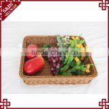 Hand Woven Customized Food Storage Square Shape Plastic Poly Rattan Basket for Fruit thumbnail-2