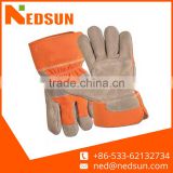 Durable double palm safety split leather gloves for working