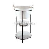 White Metal Wine Beer Ice Bucket Party Planter With Shelf thumbnail-1