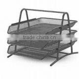 3-Tier Black Metal Mesh Office File Document Tray thumbnail-2